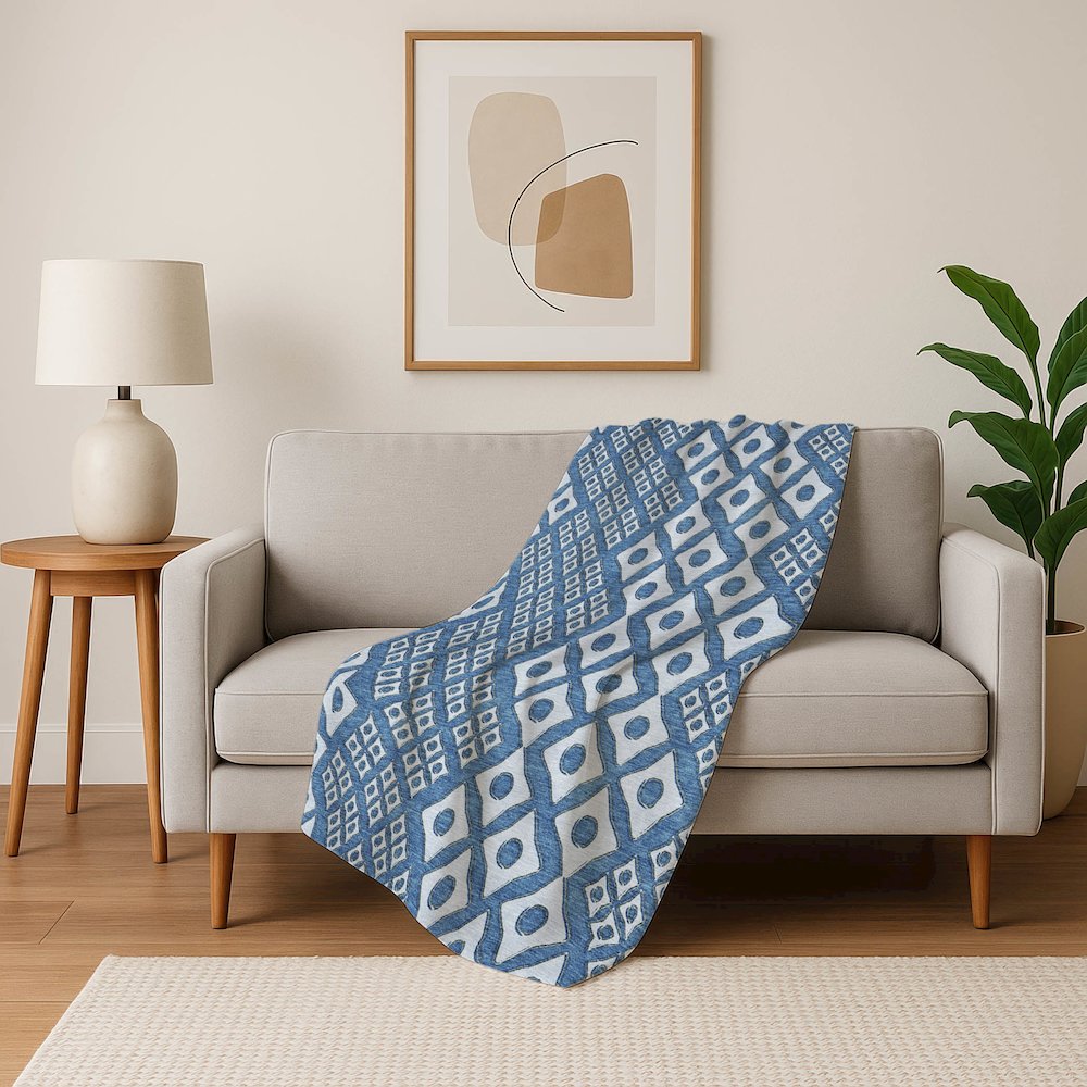 Premium Machine Washable ASB866 Denim 50" x 70" Sherpa Throw Blanket. Picture 5