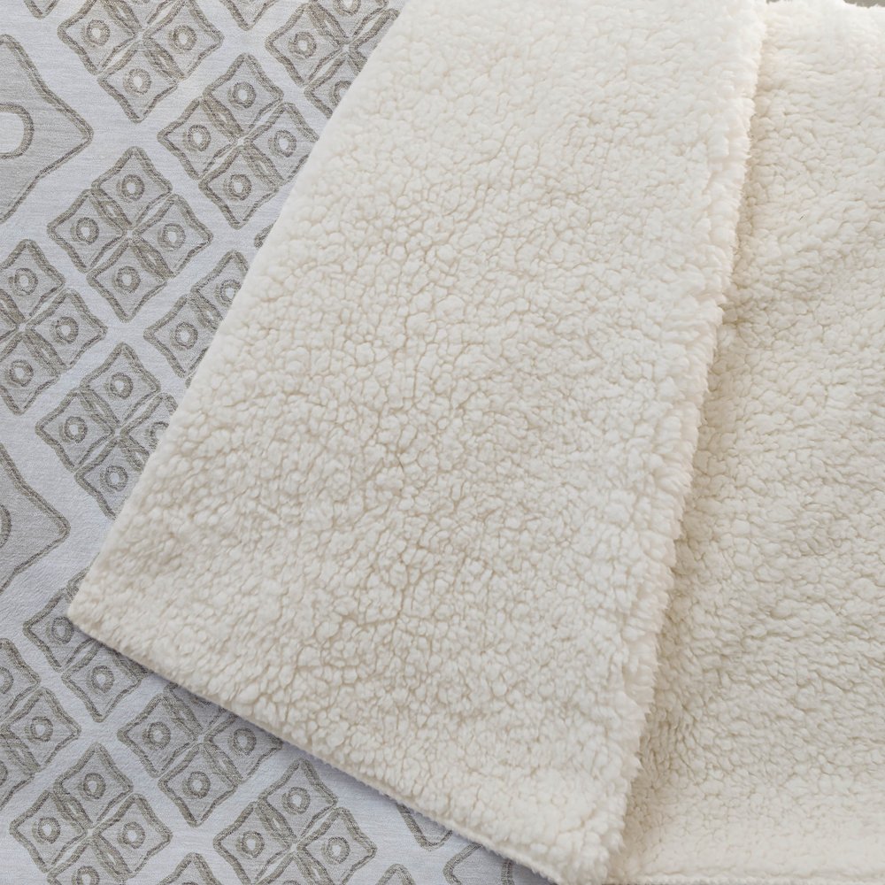 Premium Machine Washable ASB866 Ivory 50" x 70" Sherpa Throw Blanket. Picture 2