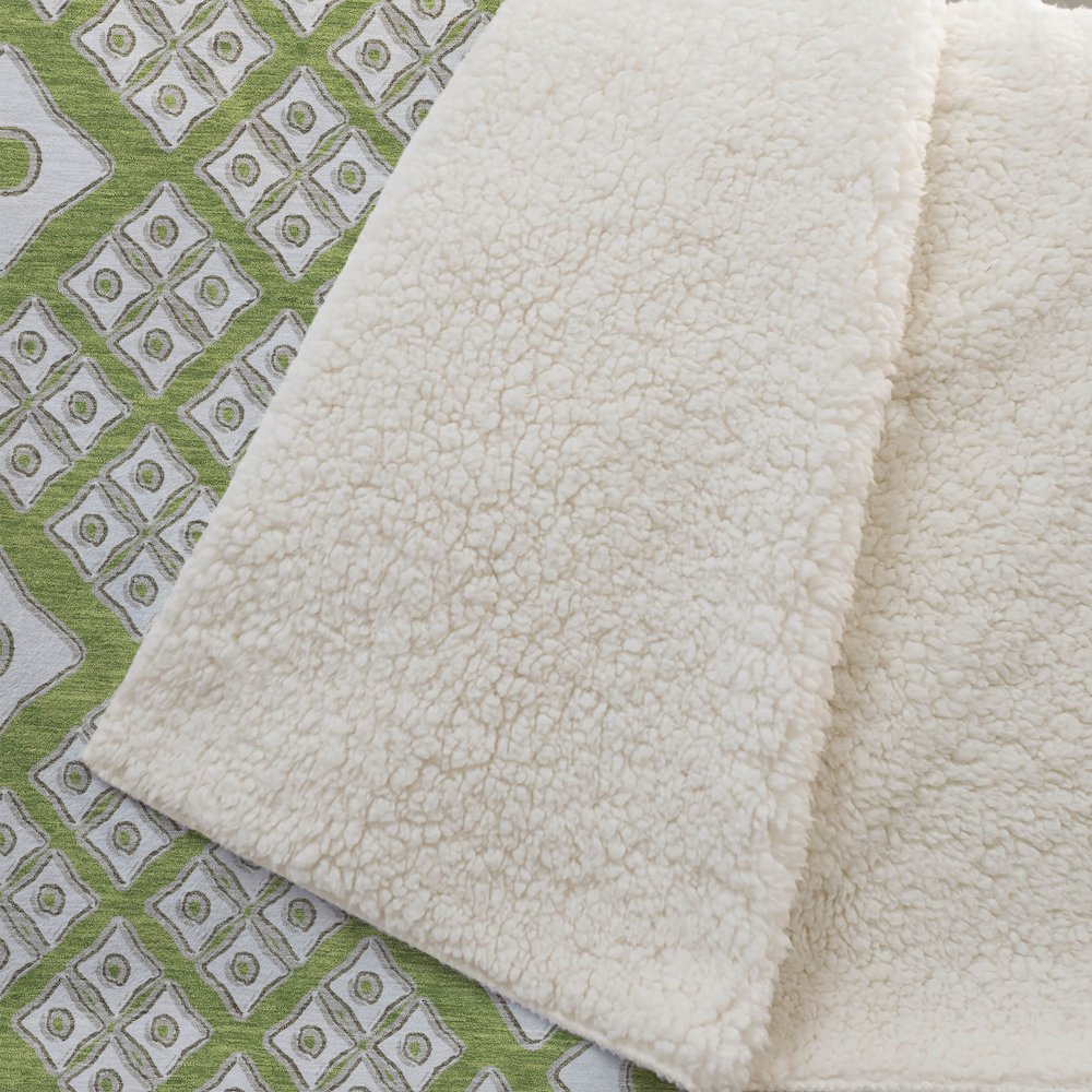 Premium Machine Washable ASB866 Lime 50" x 70" Sherpa Throw Blanket. Picture 2