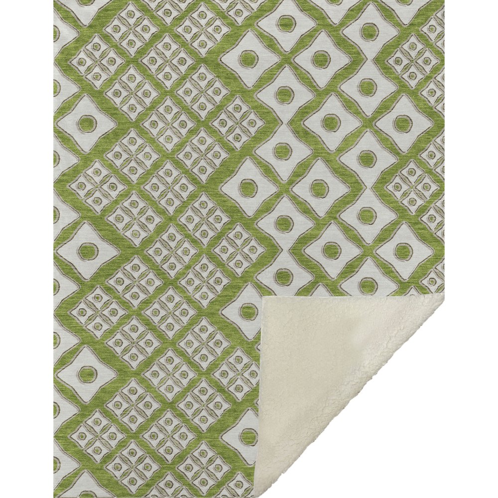 Premium Machine Washable ASB866 Lime 50" x 70" Sherpa Throw Blanket. Picture 1
