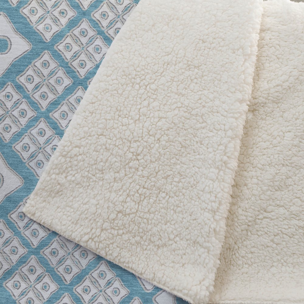 Premium Machine Washable ASB866 Teal 50" x 70" Sherpa Throw Blanket. Picture 2