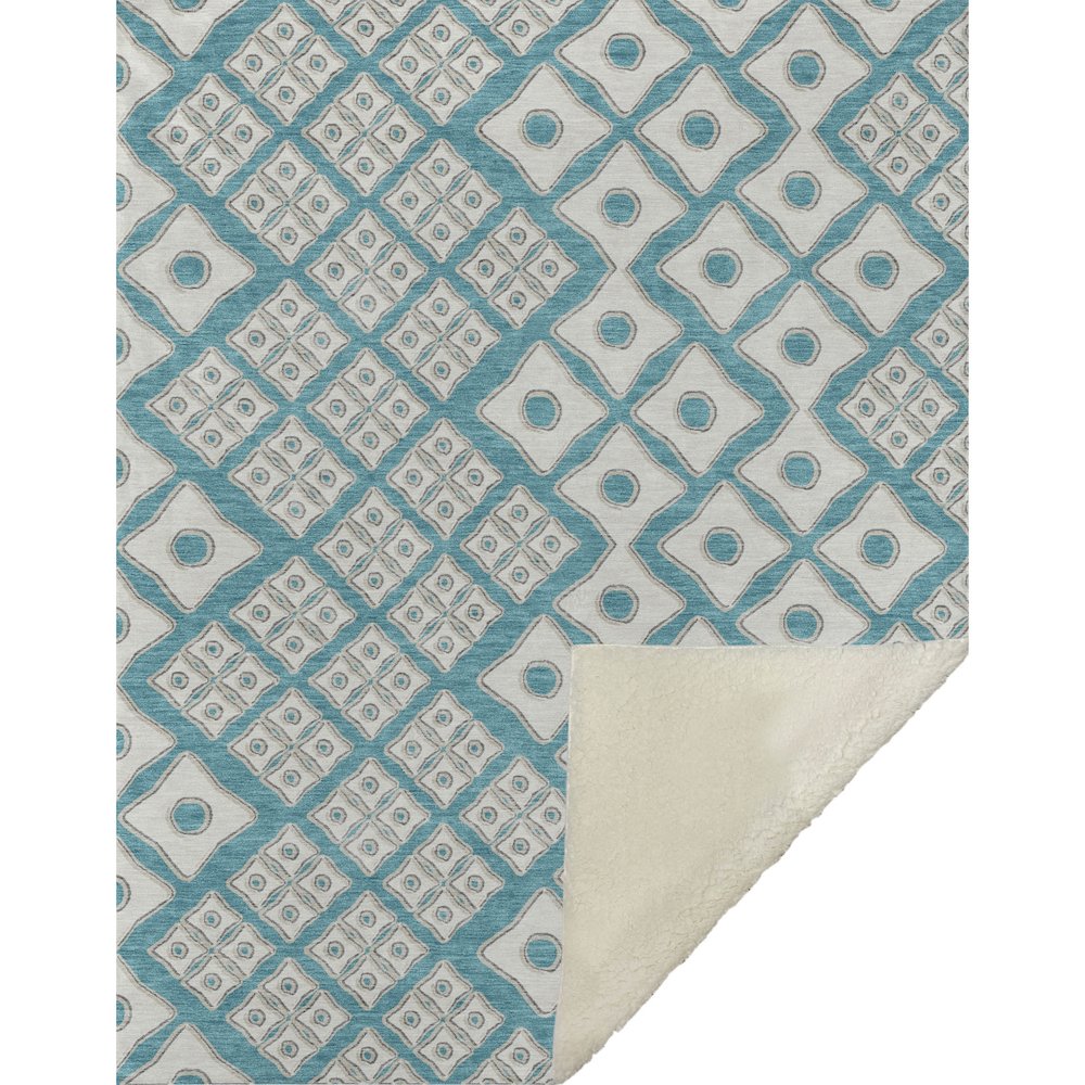 Premium Machine Washable ASB866 Teal 50" x 70" Sherpa Throw Blanket. Picture 1