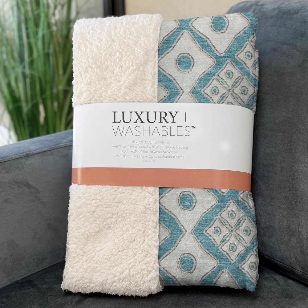 Premium Machine Washable ASB866 Teal 50" x 70" Sherpa Throw Blanket. Picture 3