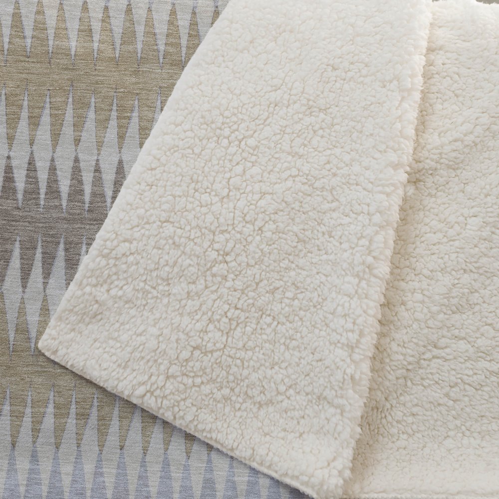 Premium Machine Washable ASB867 Beige 50" x 70" Sherpa Throw Blanket. Picture 2
