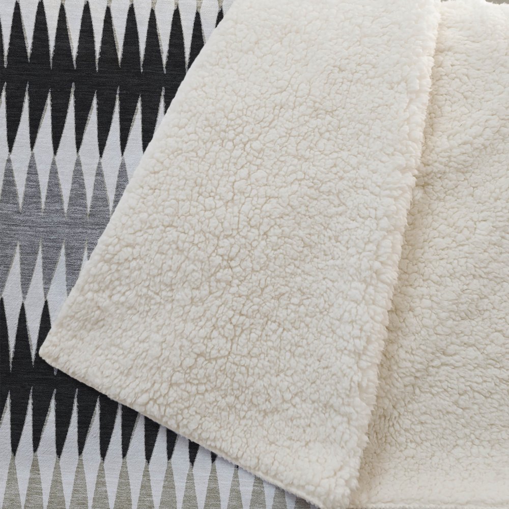 Premium Machine Washable ASB867 Black 50" x 70" Sherpa Throw Blanket. Picture 2