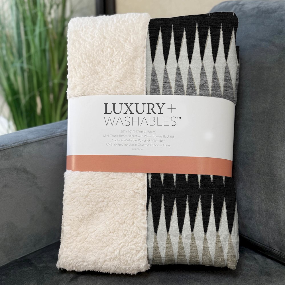 Premium Machine Washable ASB867 Black 50" x 70" Sherpa Throw Blanket. Picture 3