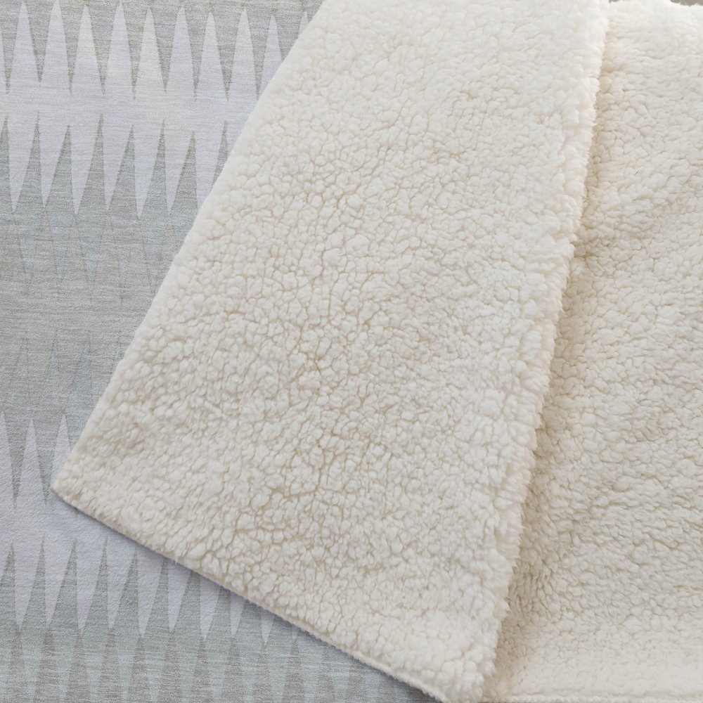 Premium Machine Washable ASB867 Ivory 50" x 70" Sherpa Throw Blanket. Picture 2