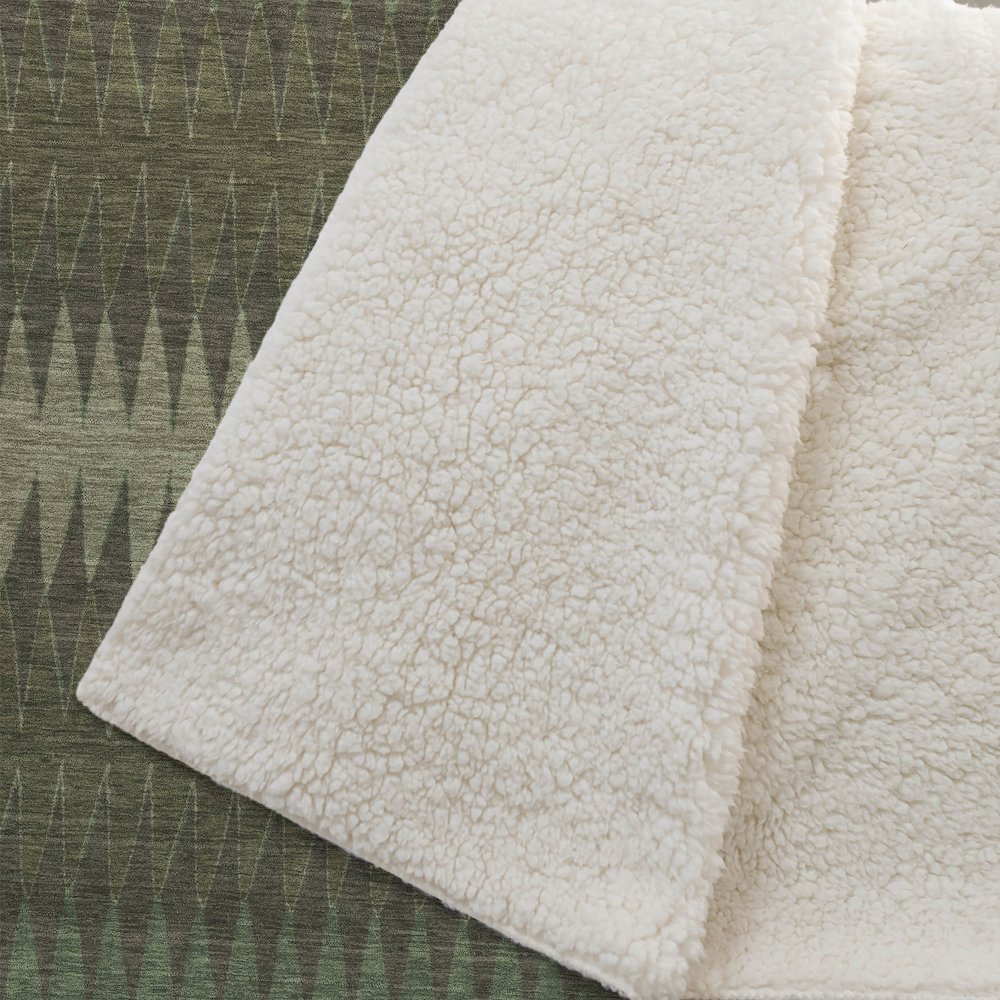 Premium Machine Washable ASB867 Olive 50" x 70" Sherpa Throw Blanket. Picture 2