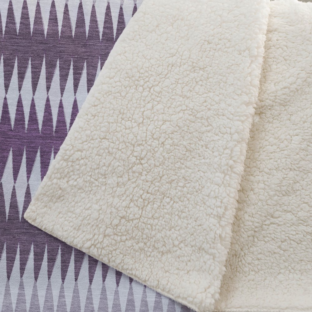 Premium Machine Washable ASB867 Purple 50" x 70" Sherpa Throw Blanket. Picture 2