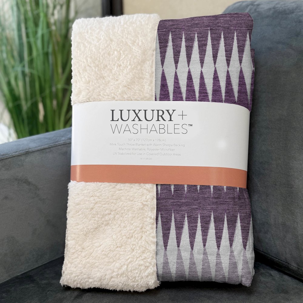 Premium Machine Washable ASB867 Purple 50" x 70" Sherpa Throw Blanket. Picture 3