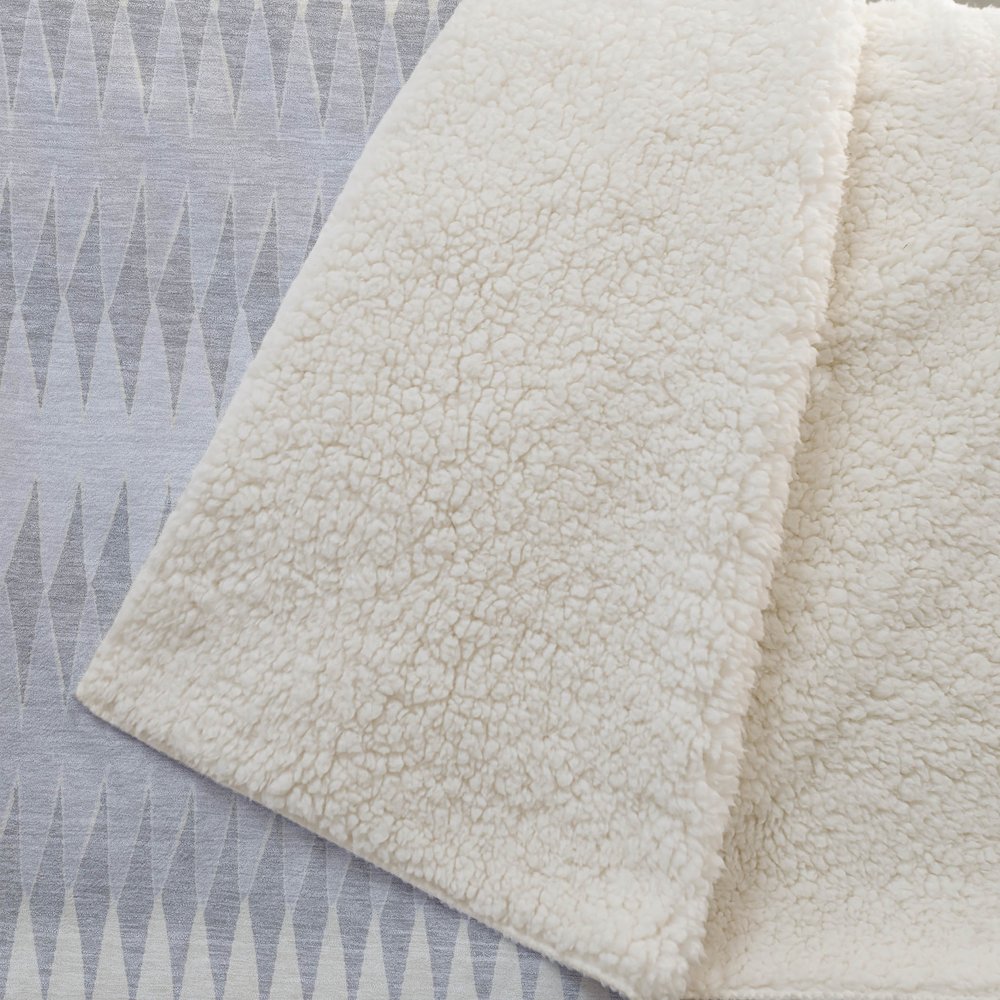 Premium Machine Washable ASB867 Silver 50" x 70" Sherpa Throw Blanket. Picture 2