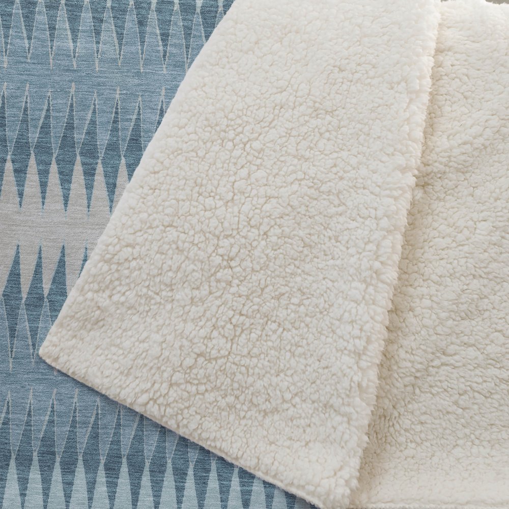 Premium Machine Washable ASB867 Teal 50" x 70" Sherpa Throw Blanket. Picture 2
