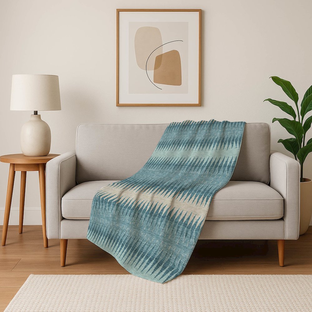 Premium Machine Washable ASB867 Teal 50" x 70" Sherpa Throw Blanket. Picture 5