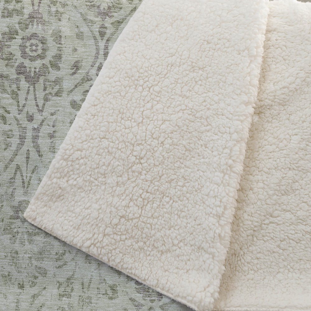 Premium Machine Washable ASB868 Aloe 50" x 70" Sherpa Throw Blanket. Picture 2