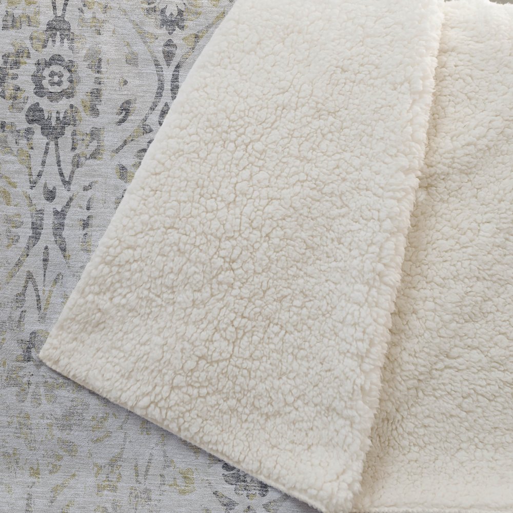 Premium Machine Washable ASB868 Beige 50" x 70" Sherpa Throw Blanket. Picture 2