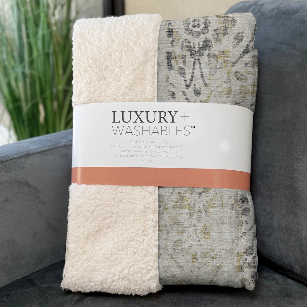 Premium Machine Washable ASB868 Beige 50" x 70" Sherpa Throw Blanket. Picture 3