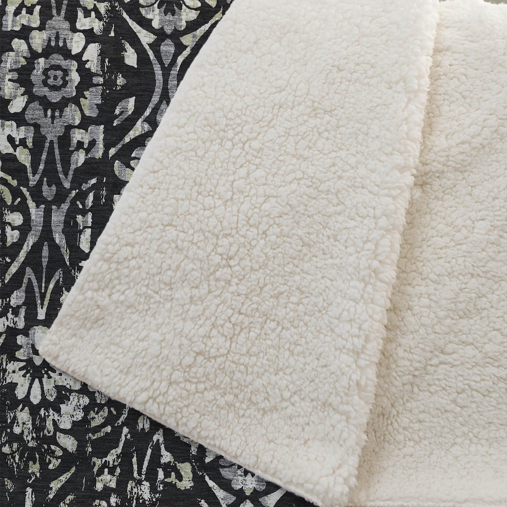 Premium Machine Washable ASB868 Black 50" x 70" Sherpa Throw Blanket. Picture 2