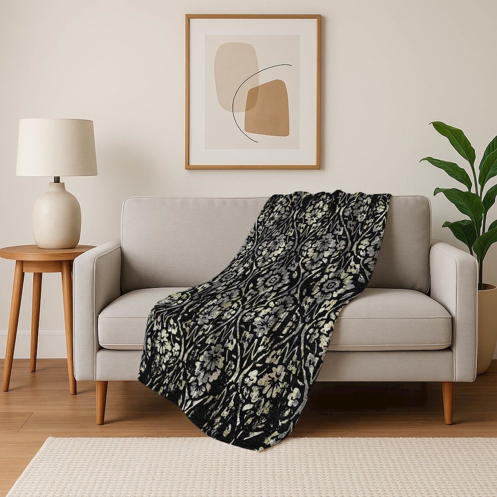 Premium Machine Washable ASB868 Black 50" x 70" Sherpa Throw Blanket. Picture 5