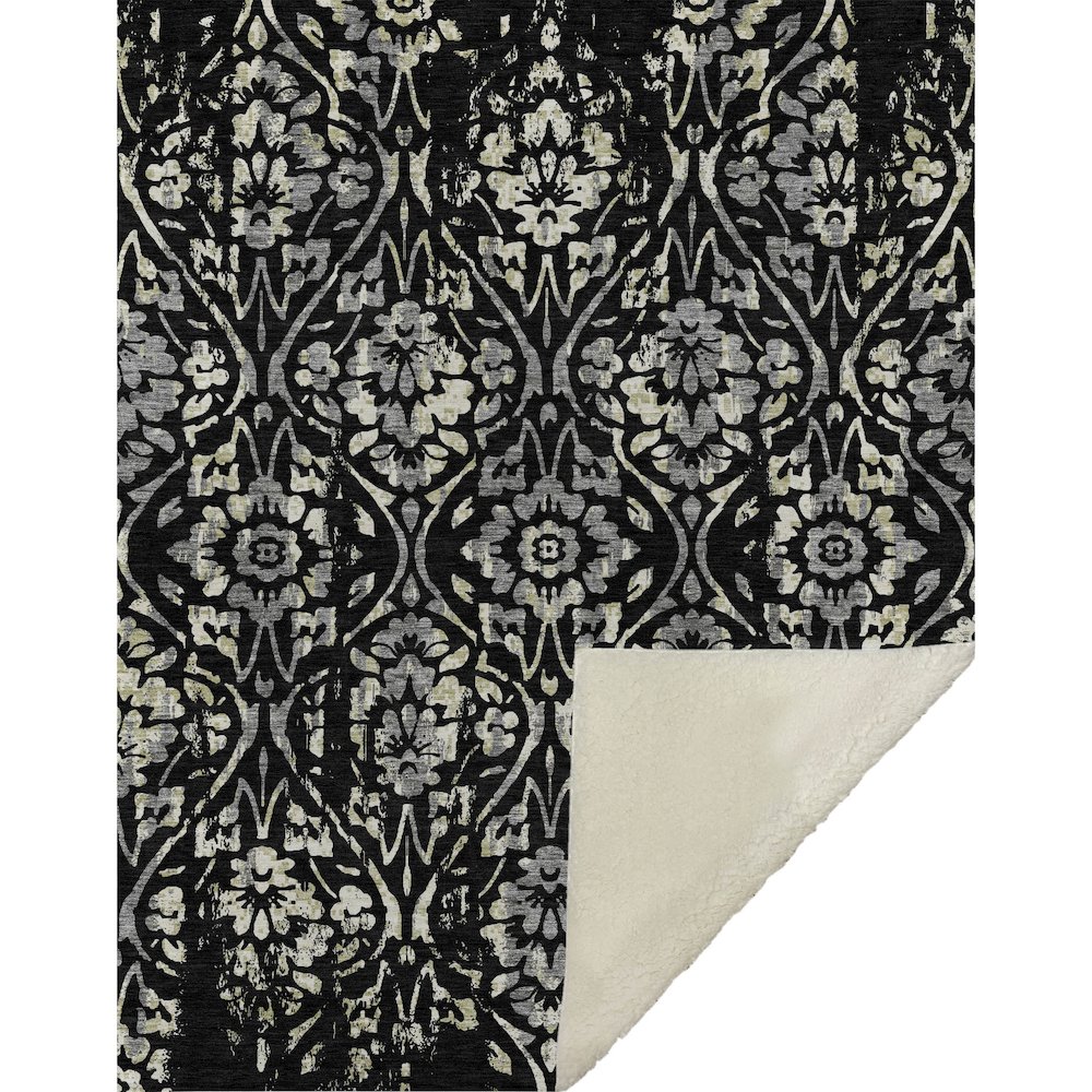 Premium Machine Washable ASB868 Black 50" x 70" Sherpa Throw Blanket. Picture 1