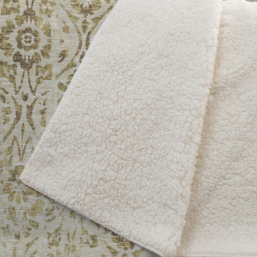 Premium Machine Washable ASB868 Gold 50" x 70" Sherpa Throw Blanket. Picture 2