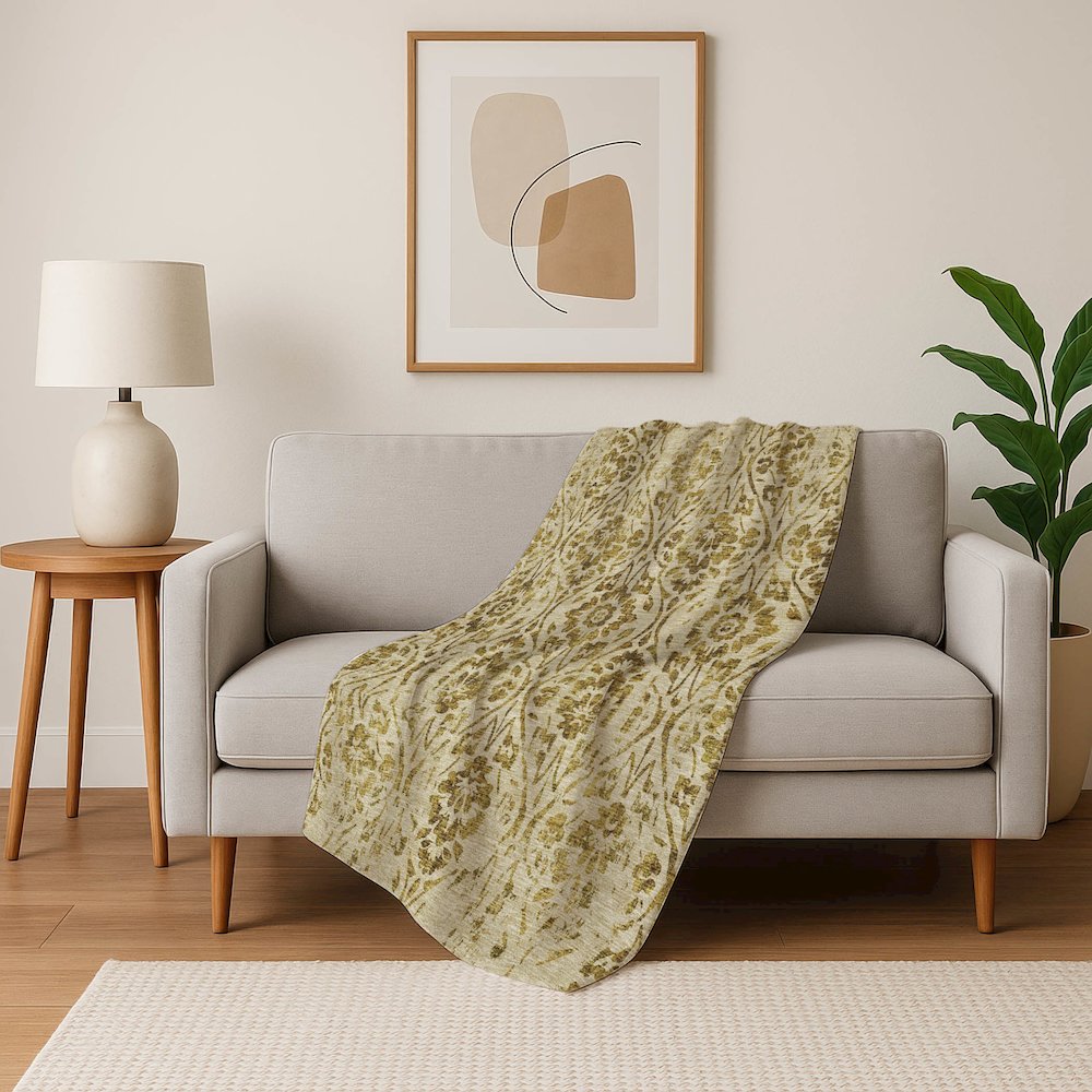 Premium Machine Washable ASB868 Gold 50" x 70" Sherpa Throw Blanket. Picture 5