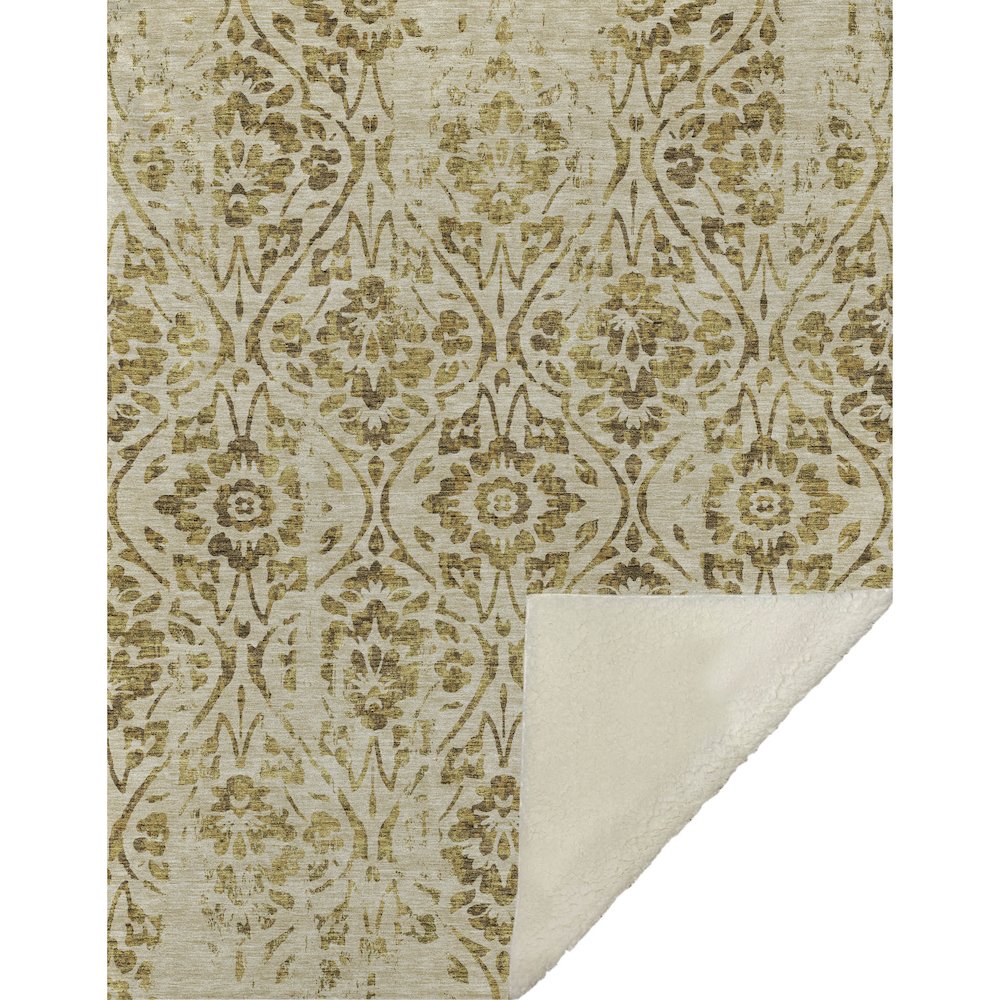 Premium Machine Washable ASB868 Gold 50" x 70" Sherpa Throw Blanket. Picture 1