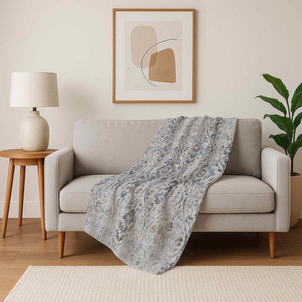 Premium Machine Washable ASB868 Gray 50" x 70" Sherpa Throw Blanket. Picture 5