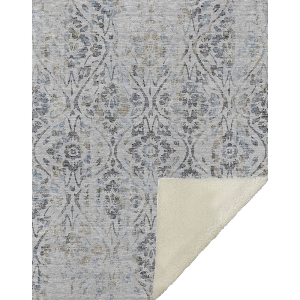 Premium Machine Washable ASB868 Gray 50" x 70" Sherpa Throw Blanket. Picture 1