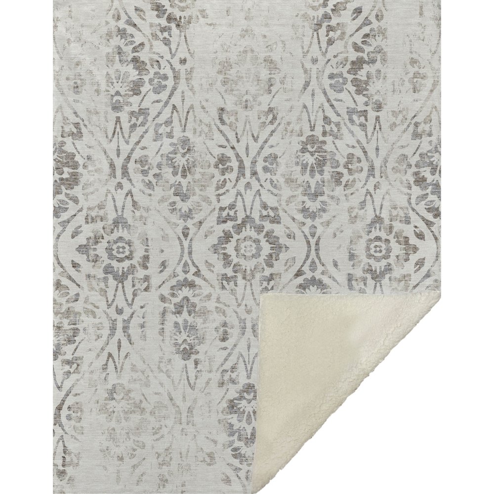 Premium Machine Washable ASB868 Ivory 50" x 70" Sherpa Throw Blanket. Picture 1