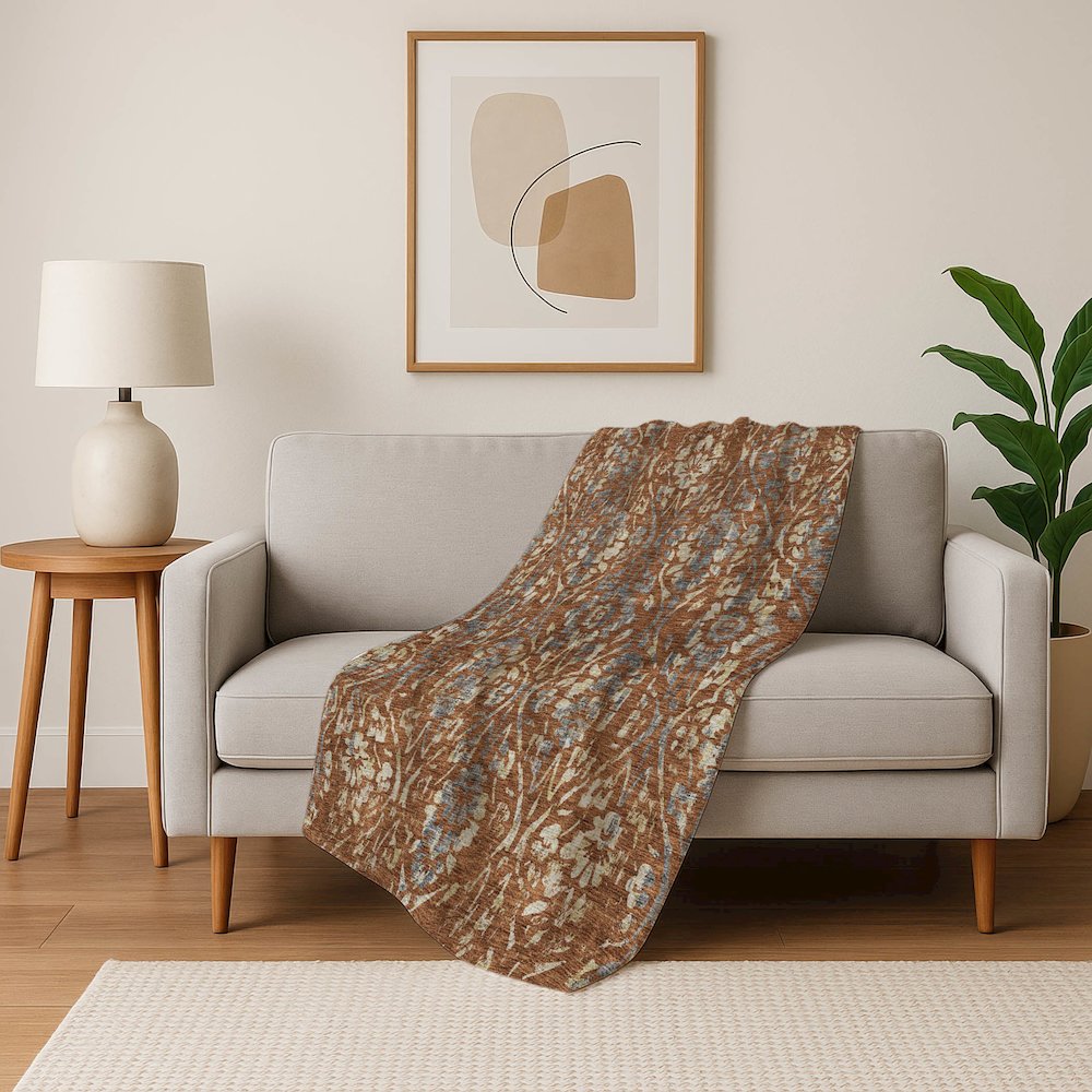 Premium Machine Washable ASB868 Paprika 50" x 70" Sherpa Throw Blanket. Picture 5