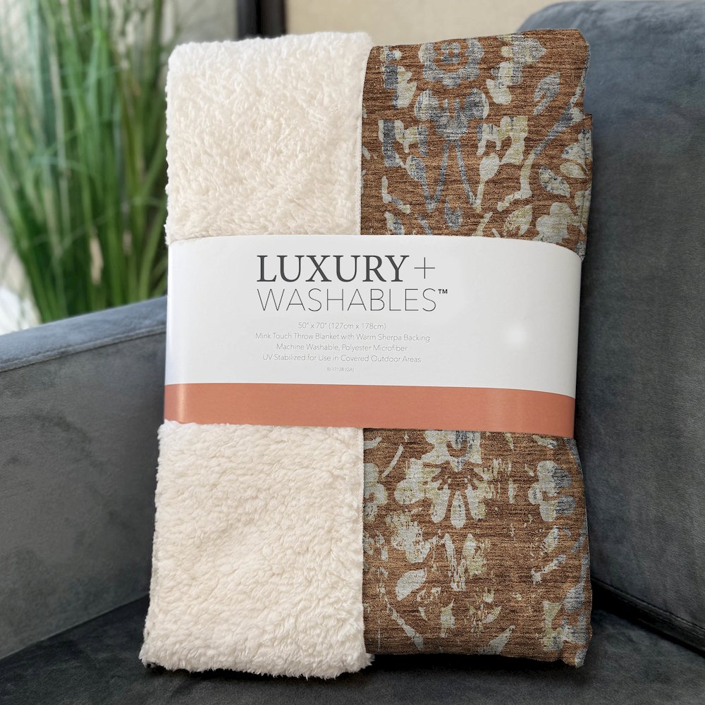 Premium Machine Washable ASB868 Paprika 50" x 70" Sherpa Throw Blanket. Picture 3