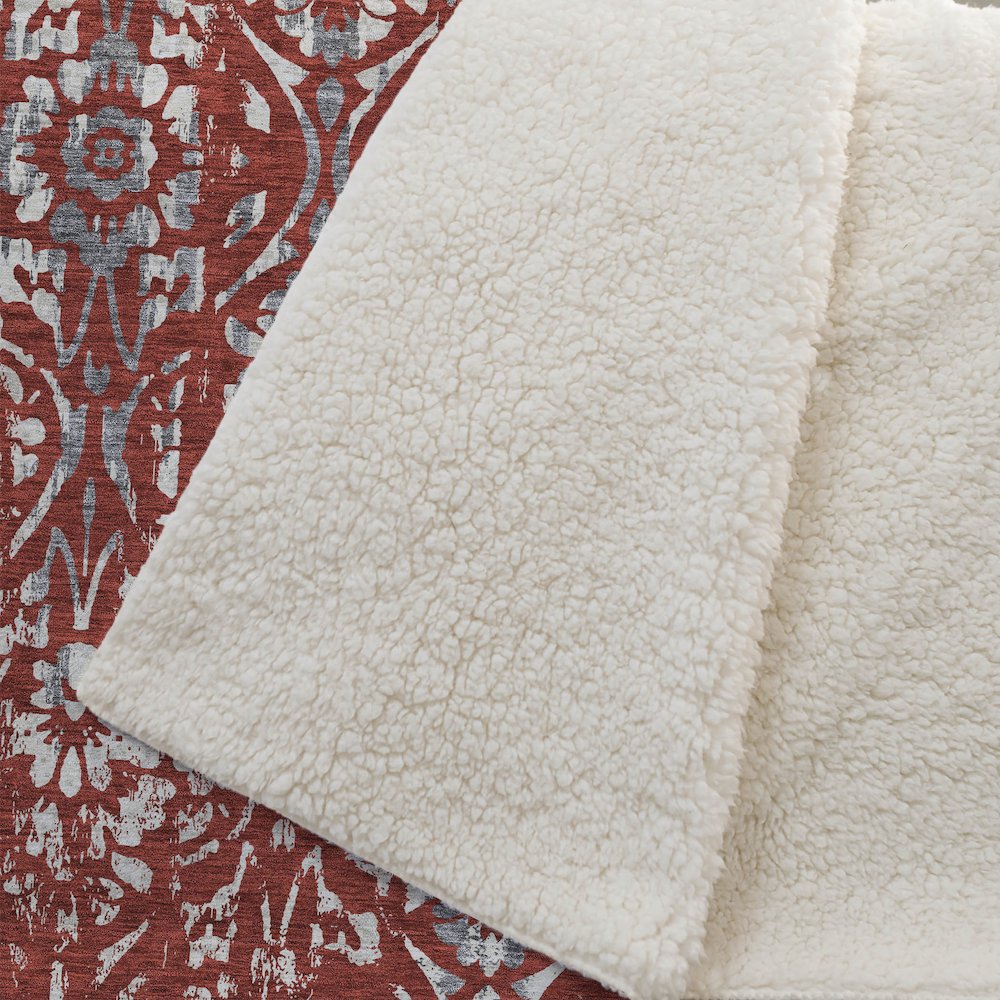 Premium Machine Washable ASB868 Red 50" x 70" Sherpa Throw Blanket. Picture 2