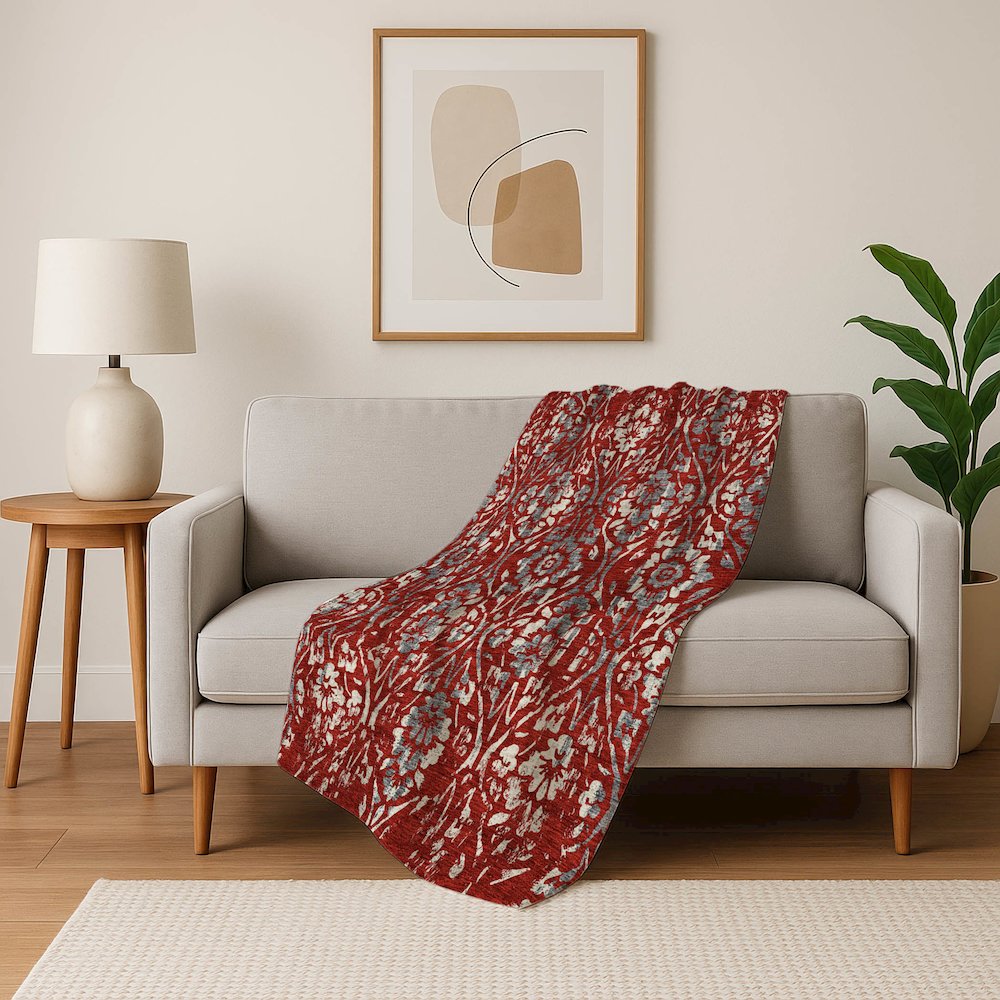 Premium Machine Washable ASB868 Red 50" x 70" Sherpa Throw Blanket. Picture 5