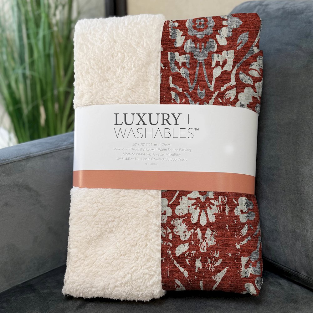 Premium Machine Washable ASB868 Red 50" x 70" Sherpa Throw Blanket. Picture 3