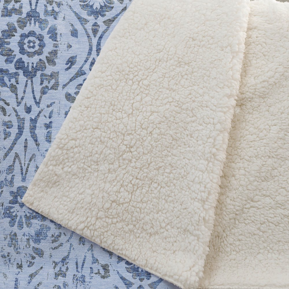 Premium Machine Washable ASB868 Sky 50" x 70" Sherpa Throw Blanket. Picture 2