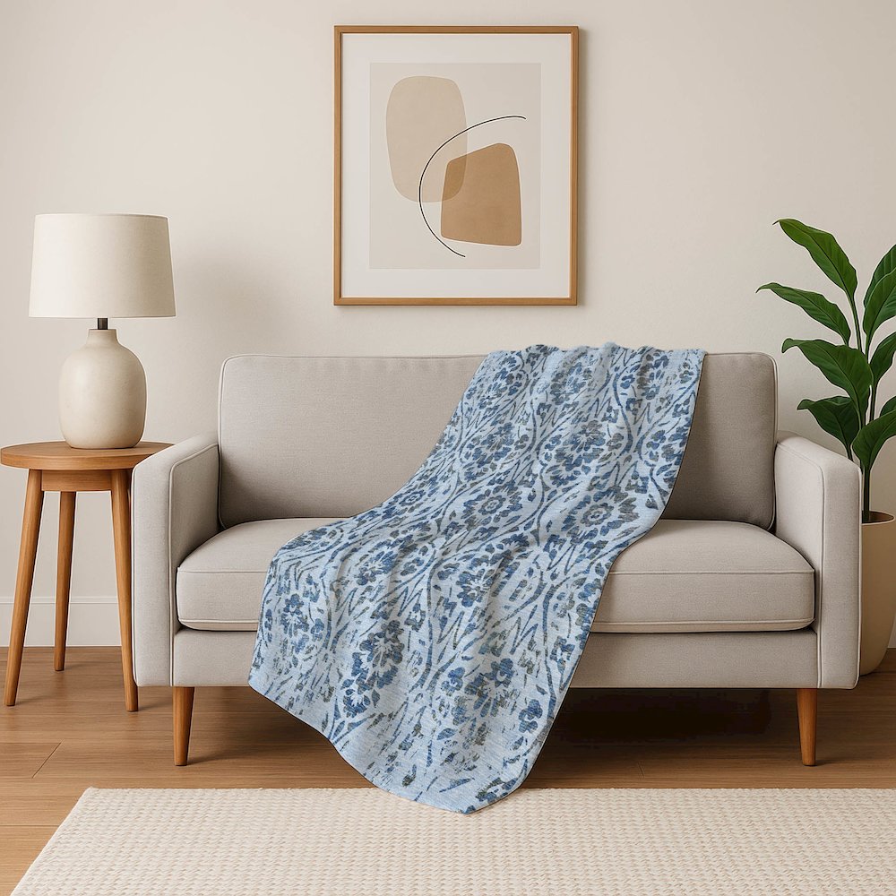 Premium Machine Washable ASB868 Sky 50" x 70" Sherpa Throw Blanket. Picture 5