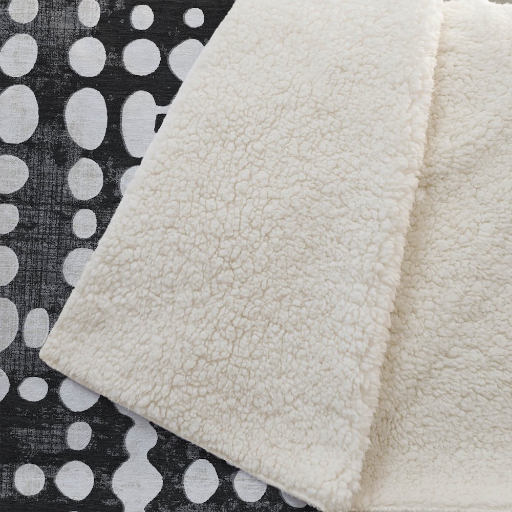 Premium Machine Washable ASB869 Black 50" x 70" Sherpa Throw Blanket. Picture 2