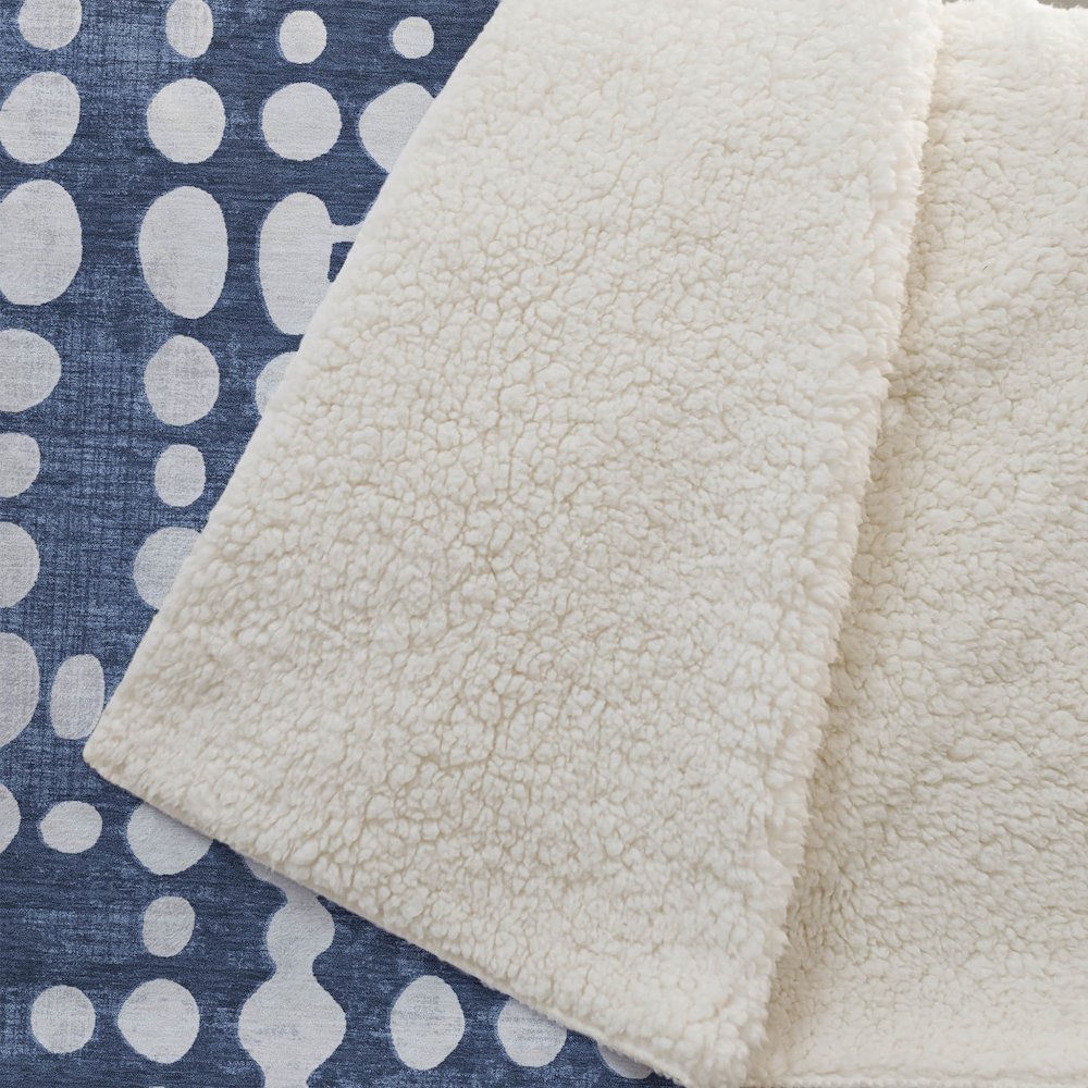 Premium Machine Washable ASB869 Navy 50" x 70" Sherpa Throw Blanket. Picture 2