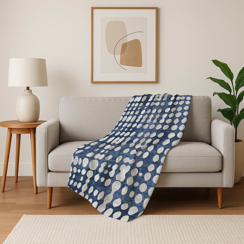 Premium Machine Washable ASB869 Navy 50" x 70" Sherpa Throw Blanket. Picture 5