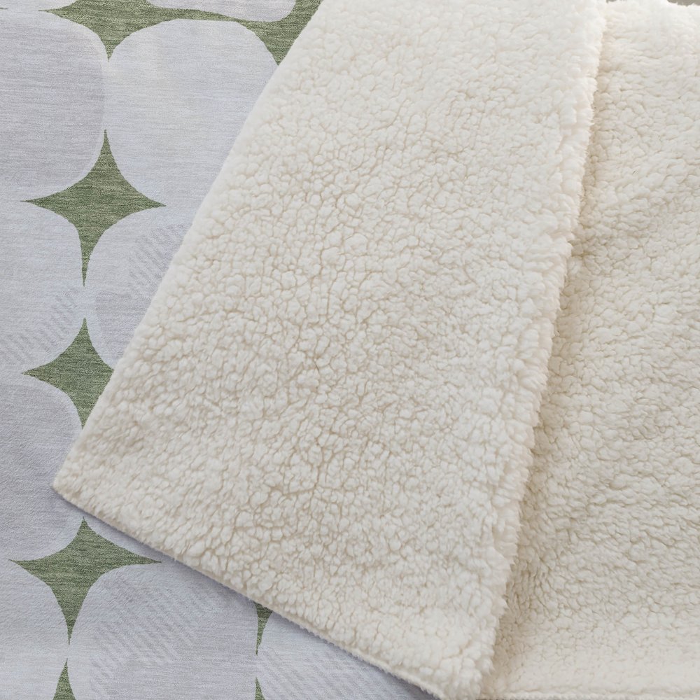 Premium Machine Washable ASB870 Green 50" x 70" Sherpa Throw Blanket. Picture 2