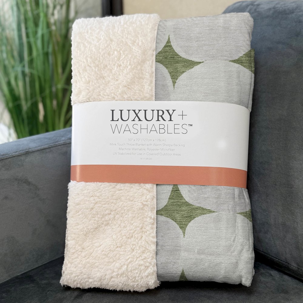 Premium Machine Washable ASB870 Green 50" x 70" Sherpa Throw Blanket. Picture 3