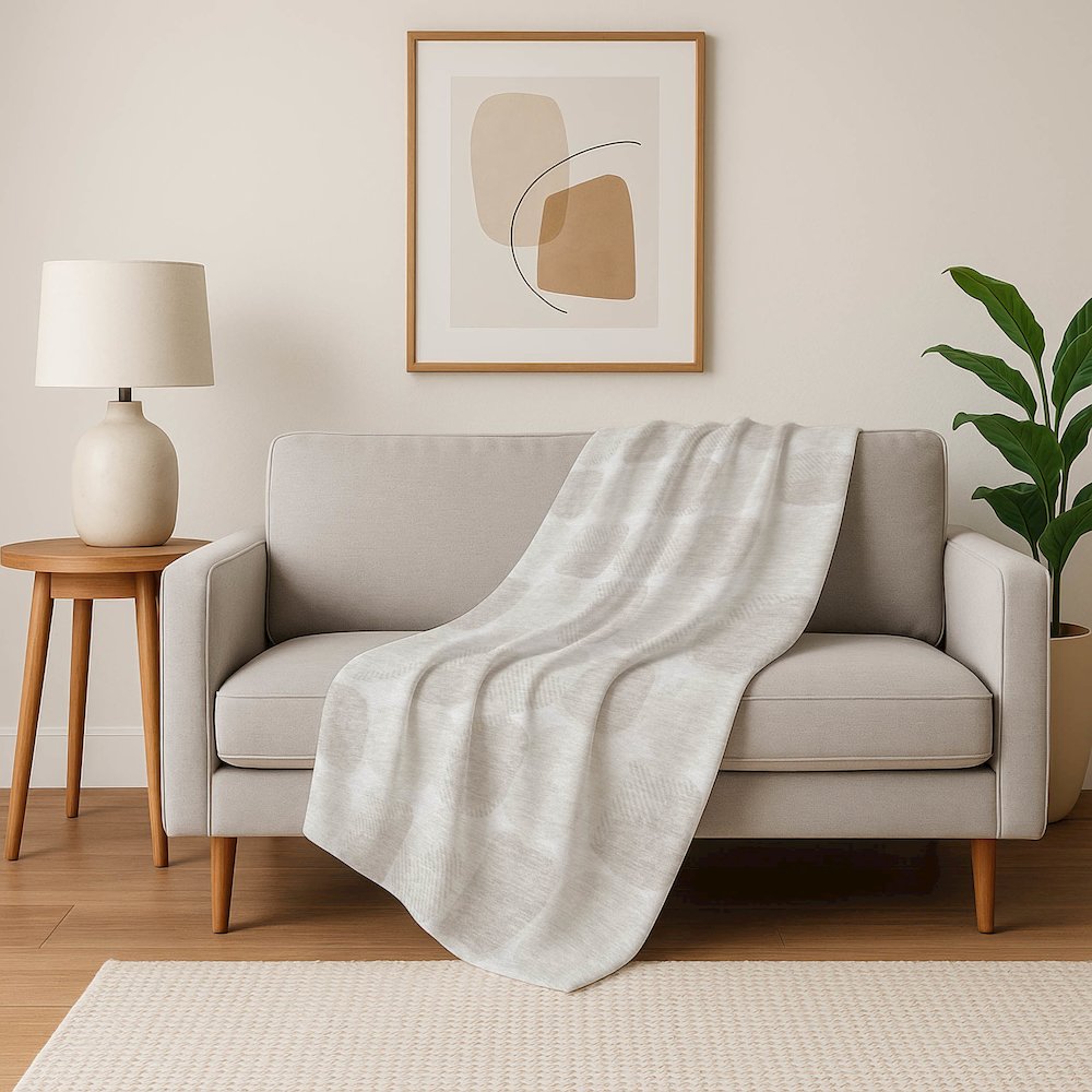 Premium Machine Washable ASB870 Ivory 50" x 70" Sherpa Throw Blanket. Picture 5