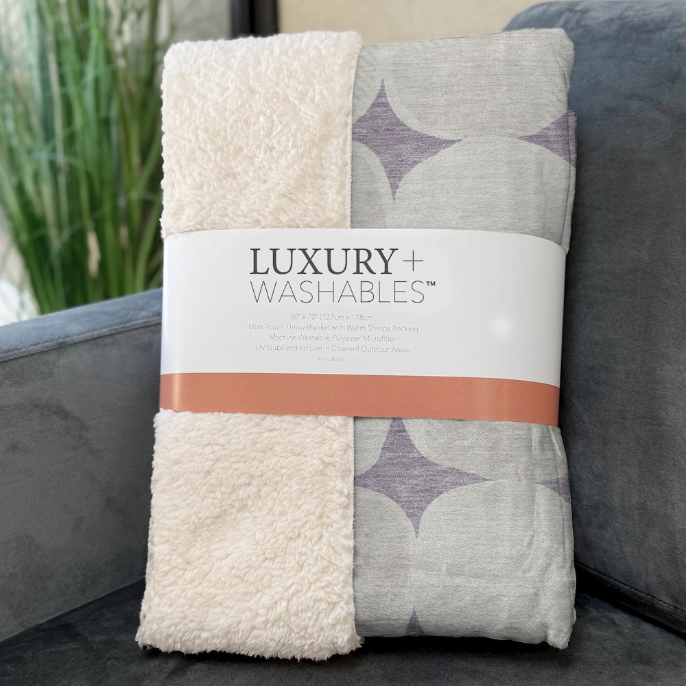 Premium Machine Washable ASB870 Lavender 50" x 70" Sherpa Throw Blanket. Picture 3