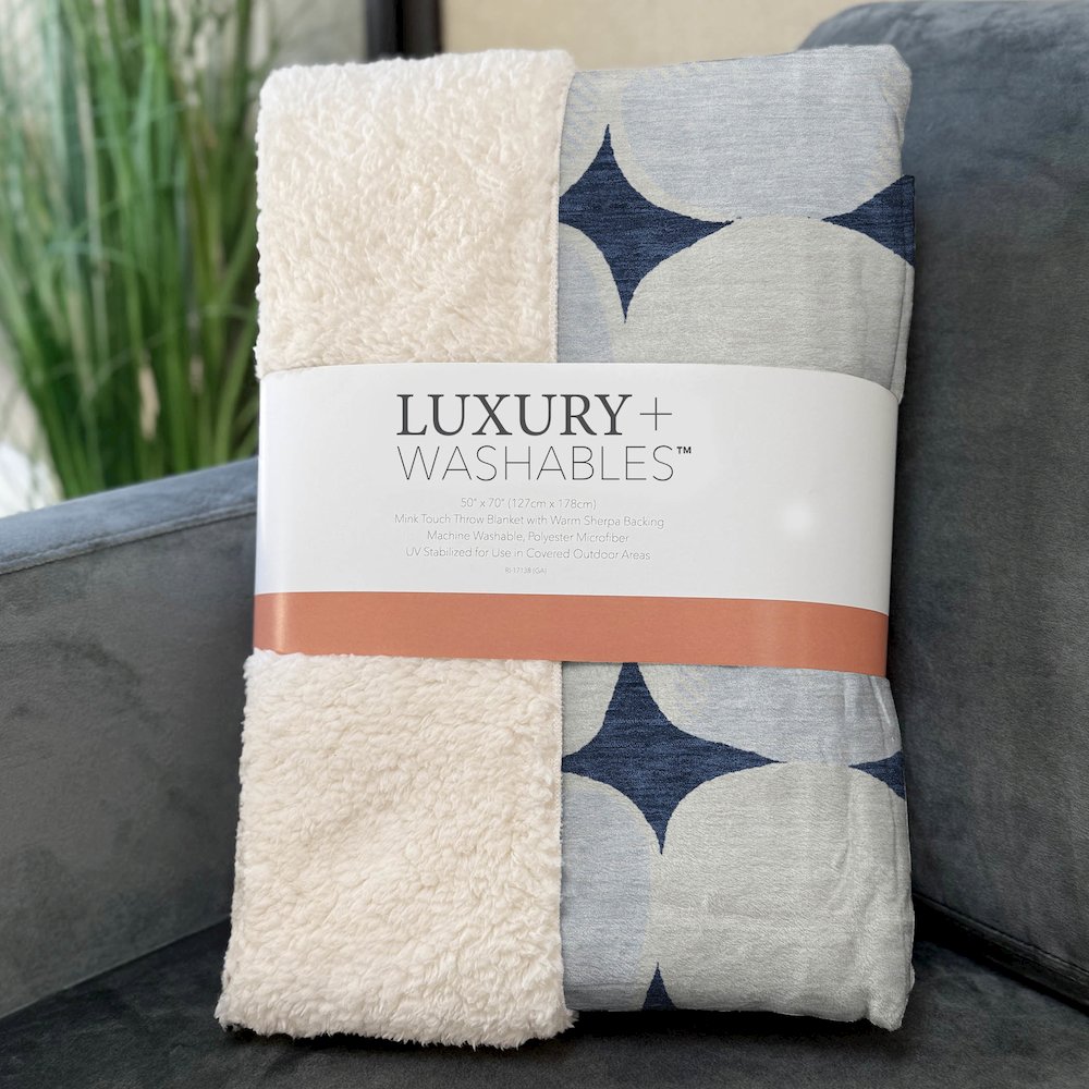 Premium Machine Washable ASB870 Navy 50" x 70" Sherpa Throw Blanket. Picture 3