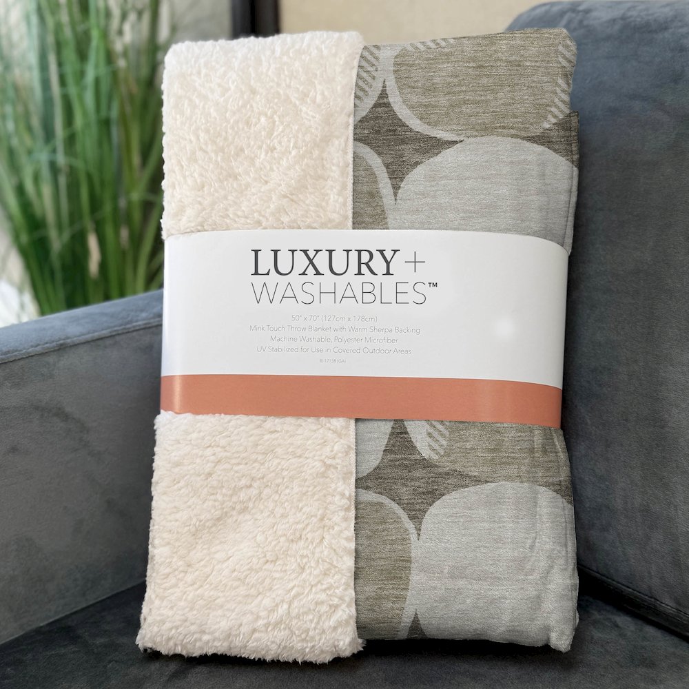 Premium Machine Washable ASB870 Taupe 50" x 70" Sherpa Throw Blanket. Picture 3