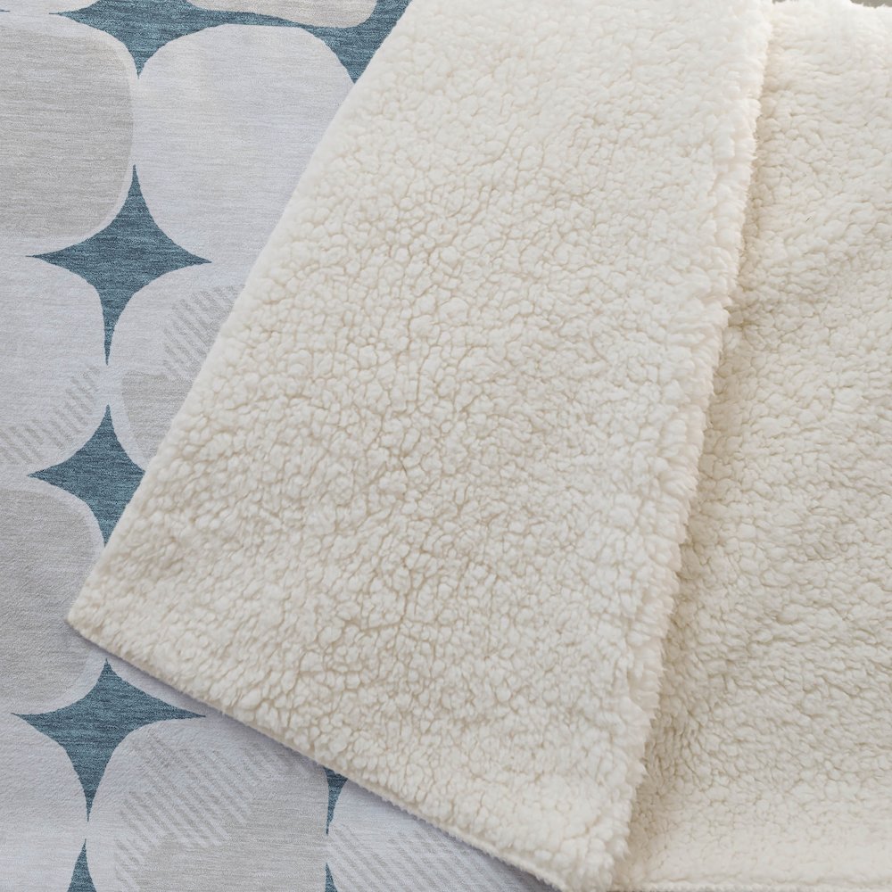 Premium Machine Washable ASB870 Teal 50" x 70" Sherpa Throw Blanket. Picture 2