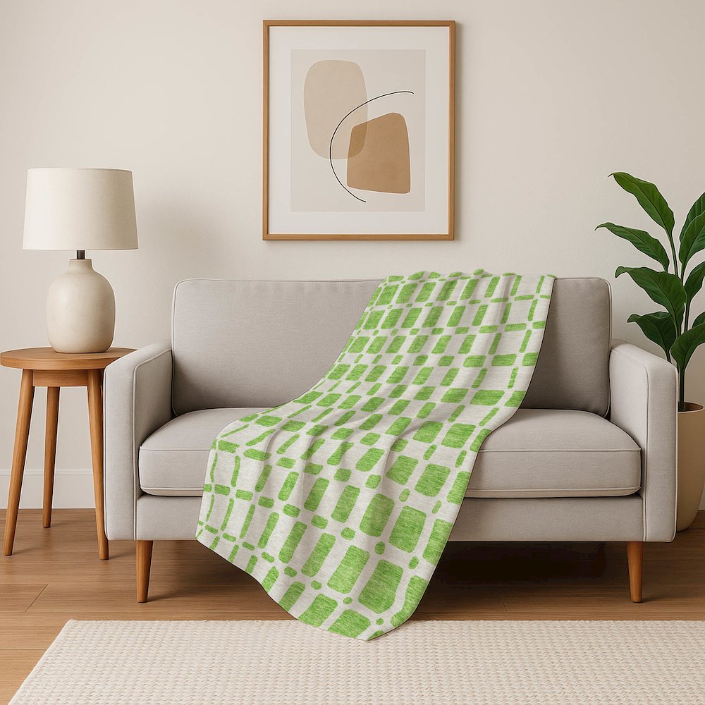 Premium Machine Washable ASB871 Lime 50" x 70" Sherpa Throw Blanket. Picture 5
