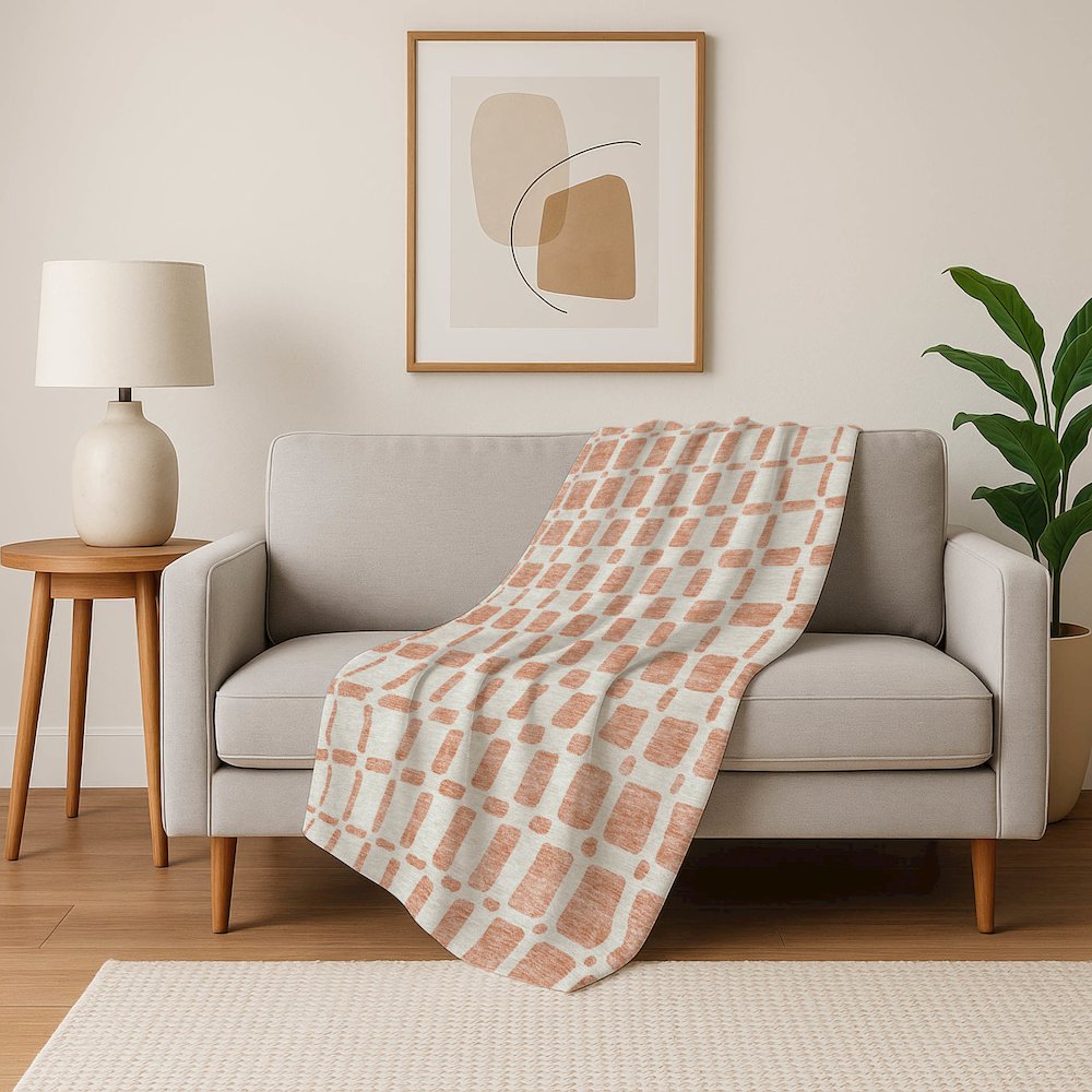 Premium Machine Washable ASB871 Peach 50" x 70" Sherpa Throw Blanket. Picture 5