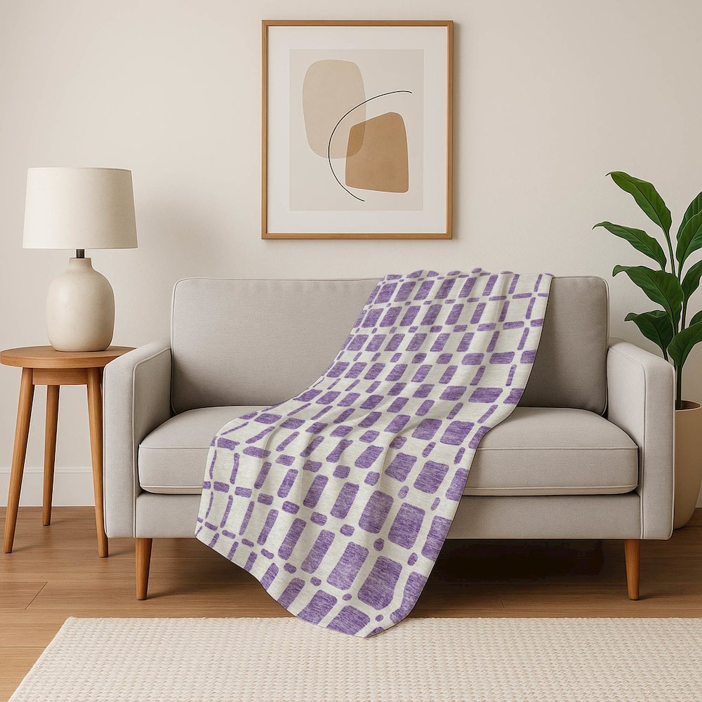 Premium Machine Washable ASB871 Purple 50" x 70" Sherpa Throw Blanket. Picture 5