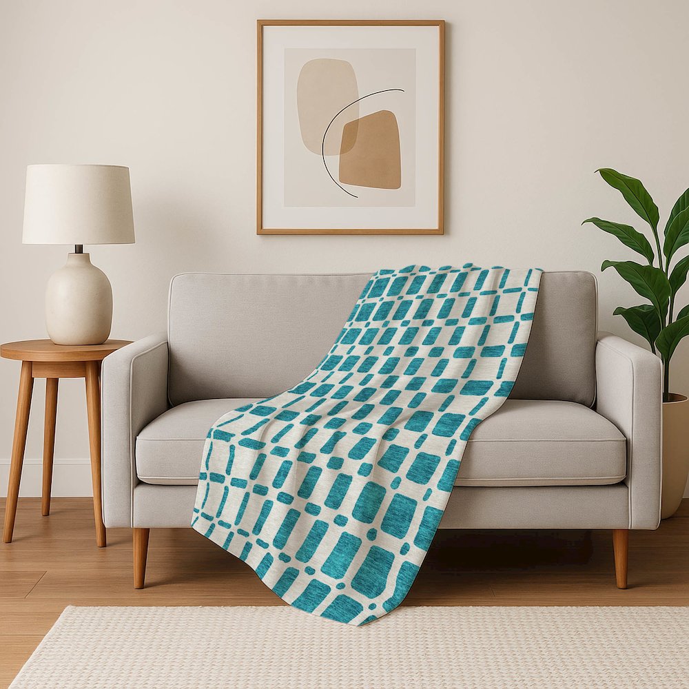 Premium Machine Washable ASB871 Teal 50" x 70" Sherpa Throw Blanket. Picture 5